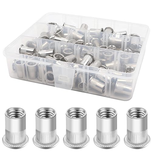 AMZSKU 100 Stück Nietmuttern M8 Edelstahl, Flachkopf Nietmuttern M8 Edelstahl Nietmuttern Blindnietmuttern M8 Senkkopf für Metall Kunststof - Cheap-Us