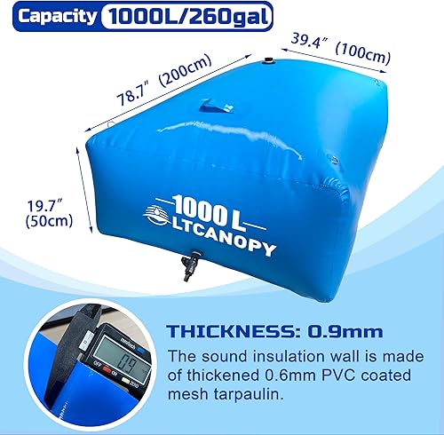 LTCANOPY Wasserspeicherblase,Faltbarer Wasserblasentank, Notwasserspeicher mit Wasserhahn,Notfall-Wasserspeicherbehälter Für BAU/Garten/Bauernhof/Trockenheitsresistenz… - Cheap-Us