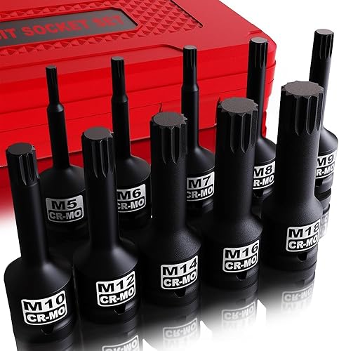 KIRXST Kraft Vielzahn Bit Steckschlüssel Satz 1/2 Zoll, M5 - M18, 10-tlg Kraft XZN Bit Einsatz Satz - Cheap-Us
