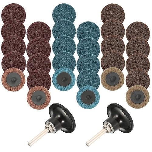 Schleifscheiben-Set, fein, mittelgroß, grob, 50mm, mit 2 Stück 1/4 Zoll Padhalterschaft, AFUNTA Oberflächenbehandlung Scheiben für Oberflächenvorbereitung, Schleifen, Polier-Finish, Fräsrost, 30 Stück - Cheap-Us