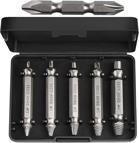 Damaged Screw Extractor Kit 6pcs Noosverl Schraubenausdreher Set mit 6 Stück, Entferner Extraktor zum Entfernen beschädigter abgenutzter Schrauben hergestellt aus HSS - Cheap-Us