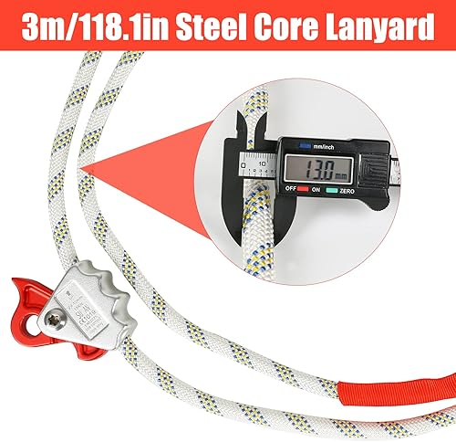 MENAYODA Verstellbare Positionierungsseil, Halteseil mit Seilkürzer PROT-3, Safety Absturzsicherung für Verbindung zwischen Ihrem Gurtzeug und dem Ankerpunkt - Cheap-Us