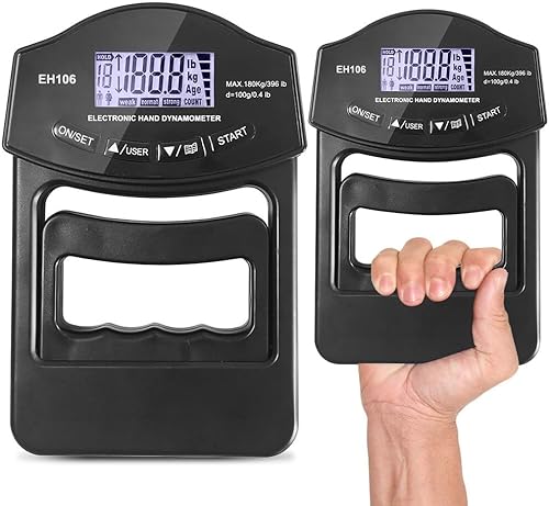 ZOYDP Digitaler Handkraftmessgerät 396lb/180Kg, Griffkraft Messgerät Digital, LCD Display Grip Strength Tester, Elektronischer Hand Dynamometer mit USB-Ladekabel (Schwarz) - Cheap-Us