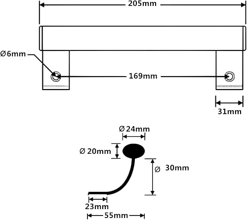 KAFENDA 205 mm Aluminium Schiebetürgriff, Balkon Badezimmer Glas Schiebetürgriff, Scheunentür, Schiebehof Türgriff, Schrank Türgriff, moderner und modischer Metallgriff - Cheap-Us