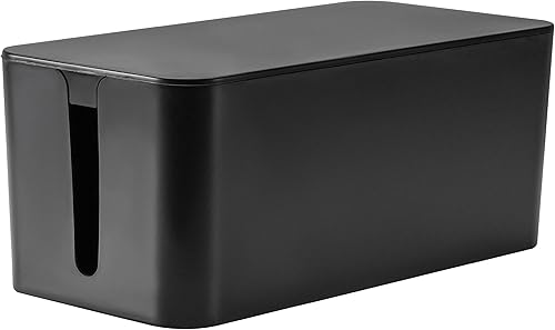 RICOO Kabelbox, Kabelmanagement Box Z2301-B, Kabel Organizer Box 23,5 x 11,5 x 12 cm, Aufbewahrungsbox zum Verstecken von Steckdosenleisten, Adaptern und Kabeln, Kabelsammler, Schwarz - Cheap-Us