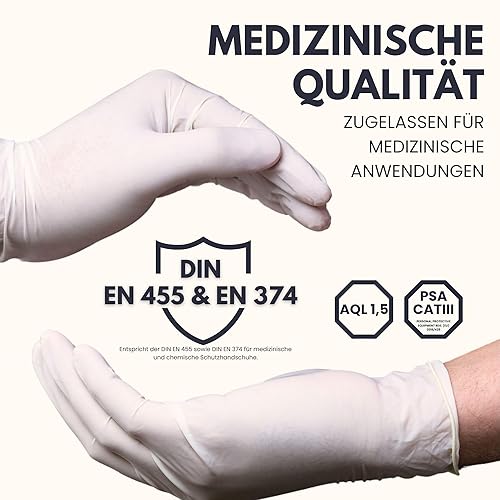 Viawant® Latex Pro Einmalhandschuhe Latexhandschuhe XS [100 Stück] Reißfest & Puderfrei, Für Lebensmittelkontakt – Premium Untersuchungshandschuhe - Cheap-Us