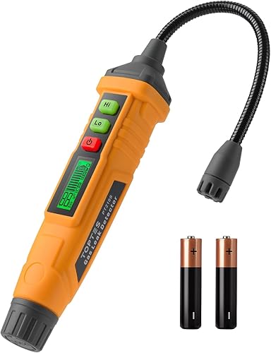Gasmelder, TopTes PT210S Gasspürgerät mit 10 cm Sonde, ideal für den Einsatz in Wohnhäusern und Wohnmobilen, zur Erkennung von Erdgas, Methan, Propan.. Misst%LEL (Inklusive Batterie x2) - Orange - Cheap-Us