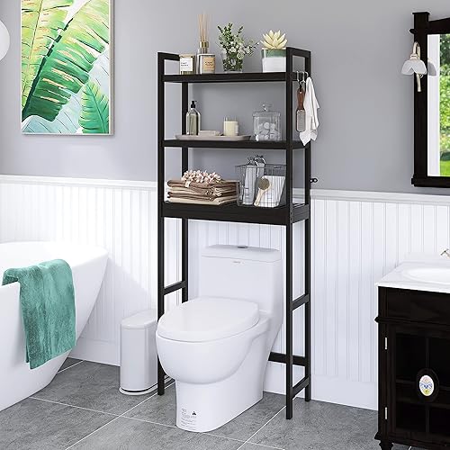 SMIBUY Toilettenregal, WC Regal aus Bambus, 3-stöckiges Verstellbar Waschmaschinenregal, Badezimmerregal, platzsparend, einfache Montage, Natur - Cheap-Us