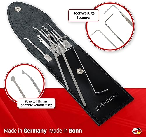 MULTIPICK ELITE 11 Lockpicking Set [11 Teile | 0,6 mm] Lockpick Tool, Schlösser knacken - Lock Picks inkl. Spanner - Schloss picking - Profi Dietrich Set - Lockpicking Kit - Pick Set Kit - Cheap-Us