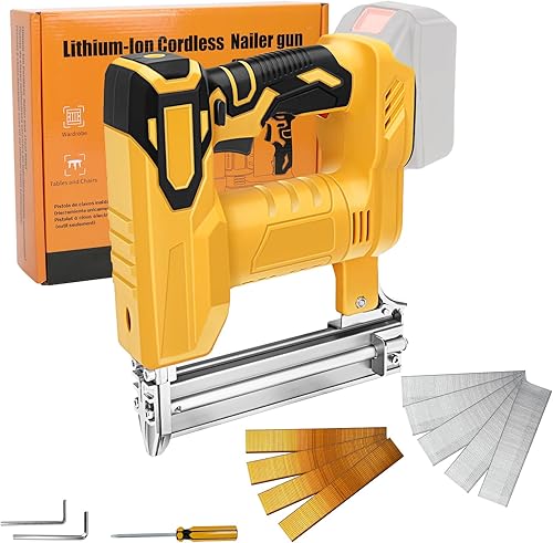 Akku Tacker Nagelpistole Kompatibel mit Dewalt 20V Max Lithium-Akku, 2-in-1 Elektrotacker Elektronagler mit 500 Gerade Nägel und 500 U-förmige Nägel, für Holz/Stoff/Teppich (Ohne Akku) - Cheap-Us
