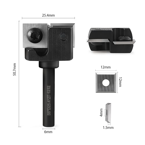 Trvoxviq Planfräser 12mm Schaft 2+2 Flöten, 38.1mm Durchmesser Hobelfräser für Oberfräse mit 10 PCS Wendeplatten (12x12X2.2mm), Spoilboard Schaftfräser Abflachfräser Oberflächenbit für Holzbearbeitung - Cheap-Us