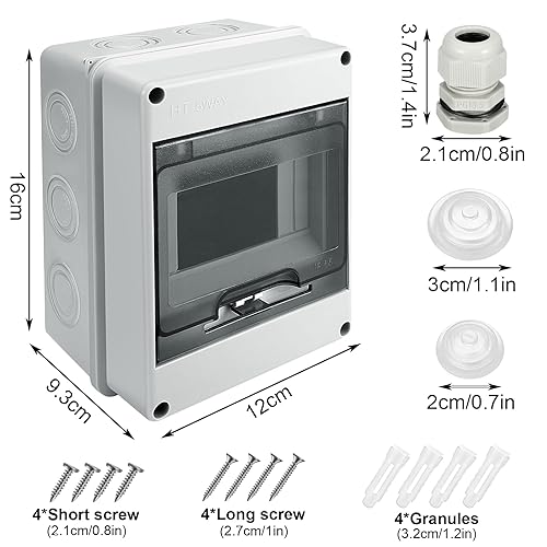 Verteilerkasten Aufputz,IP65 Waterproof Sicherungskasten Aufputz,mit Messingklemmen, Unterverteilung Aufputz 1 Reihig für 8 Modules, für Garten oder Außenbereichen, Villen, Ladesäulen - Cheap-Us
