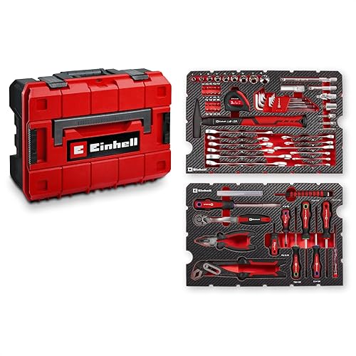 Original Einhell E-CASE 80-tlg. Werkzeugkoffer (Werkzeug-Set im robusten, stapelbaren Kunststoffkoffer als ideale Grundausstattung für den Haushalt, die Werkstatt oder unterwegs) - Cheap-Us