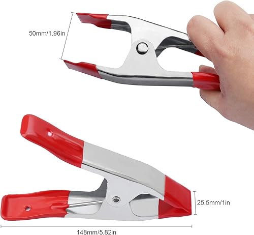 Juibao 12 Stück Kleine Metallfederklemmen mit gummierter Spitze Griff für Camping Plane Holzbearbeitung Handwerk Hintergrund Klemmen, strapazierfähig, Silber, 5,1 cm und 10,2 cm - Cheap-Us