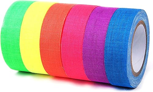Weskjer 6pcs fluoreszierendes Gewebeband mit fluoreszierendem Licht in der Dunkelheit UV-Beständiges Neonband für die Party Craft Halloween-Dekoration (6 Farben) - Cheap-Us