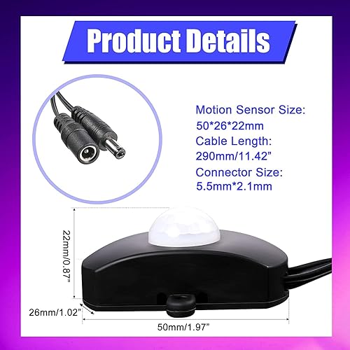 Greluma 2 STK Mini PIR Bewegungsmelder Schalter, DC 5–24 V, 2A, Präsenzmelder-Schalter für LED-Streifen - Cheap-Us