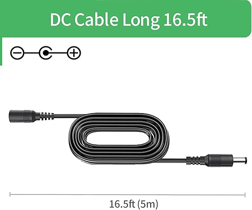 2-Pack 5 m DC Power Verlängerungskabel, Stecker 5.5mm x 2.1mm, unterstützt DC 5V 6V 9V 12V 24V, für Sicherheitskameras, DVR, Router, Drucker, LED Strip, schwarz - Cheap-Us