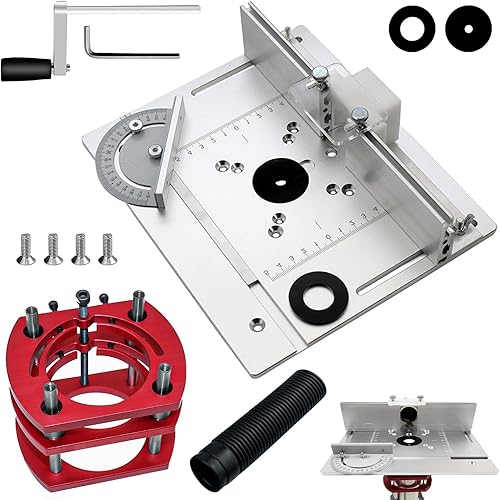 Frästisch für Oberfräse Einlegeplatte Set, OberfräSentisch und Tischfräsmaschine, Router Table, Planfräsvorrichtung, Maximum Lift 51mm, TischfräSe zum Nuten Zapfenschneiden BesäUmen und Anfasen - Cheap-Us