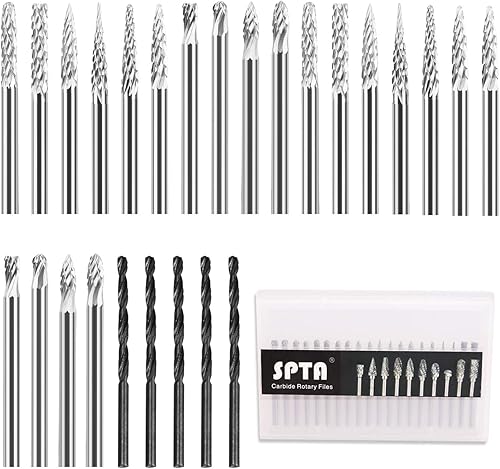 Wolframstahl Fräser, SPTA 20 Stück Frässtifte Schleifbohrer mit 3 mm Schaft für Holz Gravieren, Schnitzen, Bohren, Skulptur passend für Dremel Multifunktionswerkzeug -CTBD3MIX - Cheap-Us