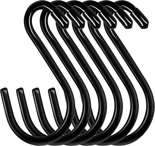 Bolatus 12 Stück S Haken Groß 6in/15CM Belastbar bis 30KG S-förmige Hängehaken Schwarz Schwerlast Metallhaken Anti-Rost Haken für Küche Badezimmer Schlafzimmer Büro Edelstahlhaken - Cheap-Us