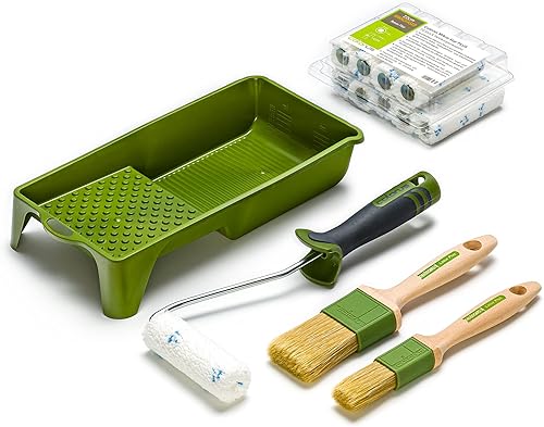 Colorus Premium Maler Pinselset Lasur 14 tlg. | Holzlasur Set Malerpinsel Malerwalze | Lasurwalze Lasurpinsel Set | Pinsel für Holzlasur, Holzöl, Holzfarbe | Farbroller Bügel Farbwanne Flachpinsel - Cheap-Us