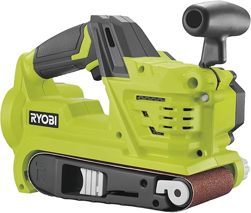 RYOBI 18 V ONE+ Akku-Bandschleifer R18BS-0 (76 mm Schleifbreite, 457mm Bandlänge, mit Staubfangsack, Bandgeschwindigkeit von 250 m|min, ohne Akku und Ladegerät), Grün - Cheap-Us