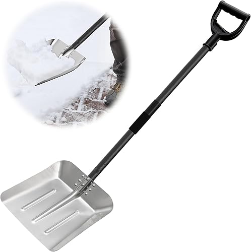 Schneeschaufel Metall, 127cm Lange Tragbare 33cm breite Aluminium Schneeschaufel für Straßen und Wege, leichte Notfall Auto Schneeschaufeln für Gehweg, Decking - Cheap-Us