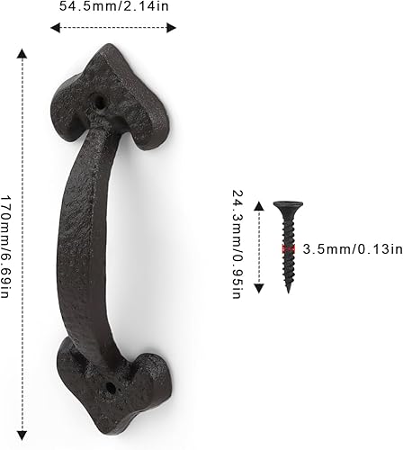 KLEHOPE Türgriffe Schwarz, Scheunentor Griff, Gusseiserne Türgriffe, Türklinke Schwarz für Türschuppen, Garagen, Schränke, Badezimmergriffe Verwendet (Die Länge ist 220mm) - Cheap-Us