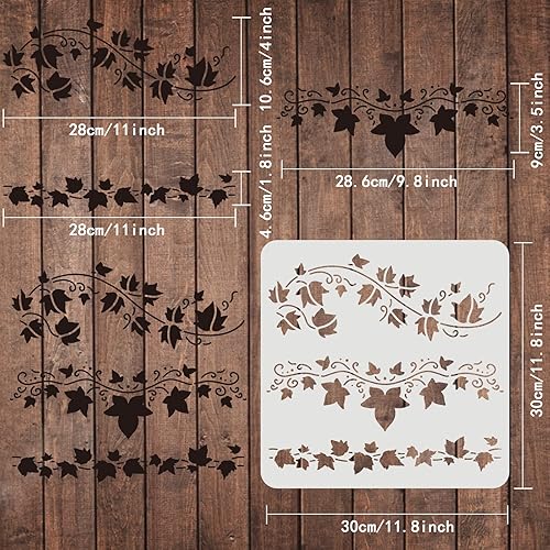 FINGERINSPIRE Efeu Schablone 30x30cm Klassische Wandbordüren Blattschablonen zum Malen Rankenschablone DIY Bastelblatt Zeichnungsschablone zum Malen auf Holz, Papier, Stoff, Bodenwand - Cheap-Us