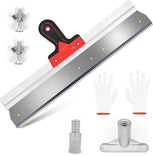 Flächenspachtel Großflächenrakel Zahnspachtel 560mm Stehrakel Gezahnt mit Stielhalter Großflächenrakel Ausgleichsmasse für Gleichmäßigen Auftrag von Bodenbeschichtungsmassen - Cheap-Us