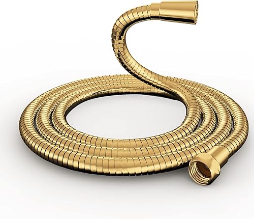 Acefy Goldner Duschschlauch 1,5m Qualitäts Brauseschlauch mit Knickschutz Gold Duschschlauch Edelstahl für Handbrause Duschbrause Standard Anschluss - Cheap-Us