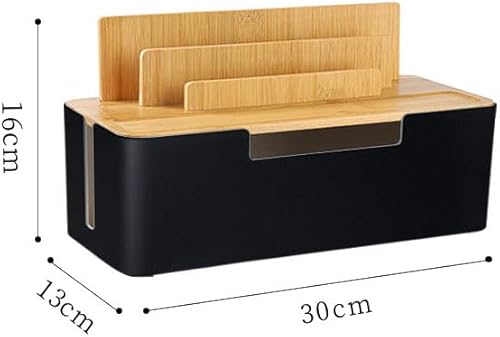 BUYSK Kabelmanagement-Box mit Holzdeckel, Multi-Device-Organizer für Telefone/Tablets/Smartwatches, Desktop-Kabel-Organizer für einen aufgeräumten Arbeitsbereich (Weiß) - Cheap-Us