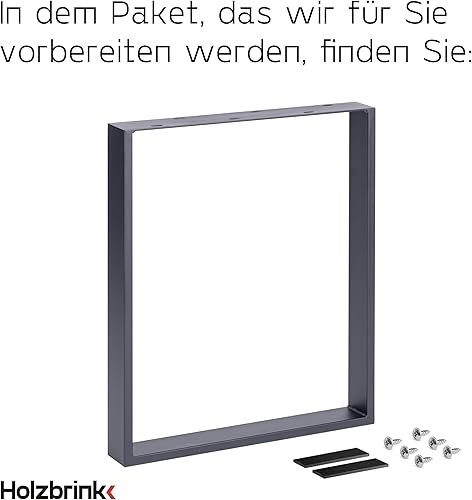 HOLZBRINK Tischbeine Metall Rohstahl mit Klarlack | Tischkufen/Tischgestell für Couchtisch, Esstisch, Schreibtisch, Sitzbank | 2 Stück Möbelfüße 40 x 43 cm - Cheap-Us