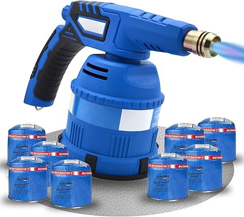 B Camping Germany ® Gasbrenner mit Kartusche– Küchenbrenner max. 1300°C Temperatur – Lötlampe – Bunsenbrenner Küche (8x190 g Gaskartuschen) - Cheap-Us