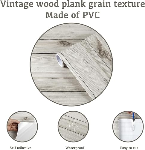 Abyssaly Klebefolie Möbel Holzoptik Möbelfolie Selbstklebende Folie Holz Tapete 44cm X 300cm Braun Vintage Streifen Folie Wasserdicht Wandtapete für Möbel Wände Schränke Küche Tische - Cheap-Us