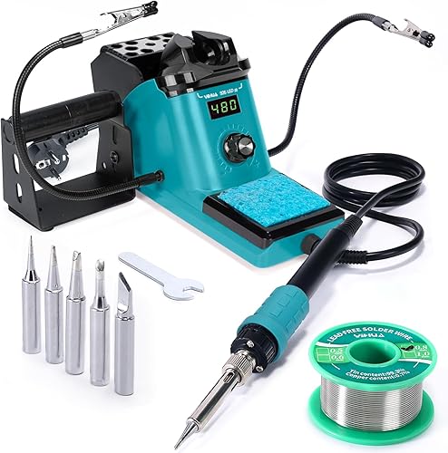 YIHUA 926LED III 60W Digitale Anzeige Lötkolben Kit Lötstation Set mit 2 helfenden Händen, 5 zusätzlichen Lötspitzen, bleifreiem Lötdraht, automatischem Schlafmodus (EU Plug) - Cheap-Us