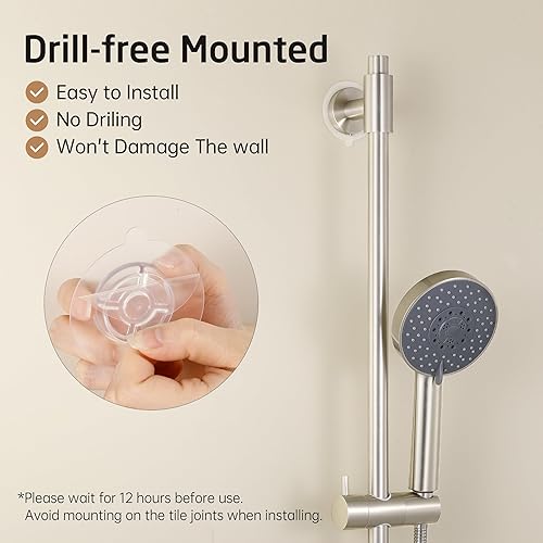 KES Duschstange ohne Bohren Brausestange Edelstahl 18/8 Duschstange mit Duschkopfhalterung Duschkopf Halterung Wandstange Kleben Poliert, F209S100DF-PS - Cheap-Us