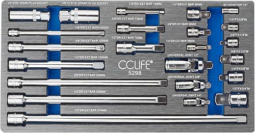 CCLIFE 9tlg Steckschlüssel Kipp Verlängerung 1/4 3/8 1/2 Zoll Ratsche Knarre Kippverlängerung Satz mit Rändelung - Cheap-Us