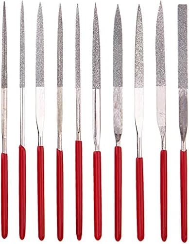 Yakamoz Mini-Diamant-Metallfeilen-Set, Mikro-Rundnadelfeile, dreieckig, quadratisch, flach, Riffelfeilen-Set für Holz, Stein, Glas, Schmuck, feine Feilen für Juweliere, Handwerk, 3x140 mm, 10 Stück - Cheap-Us