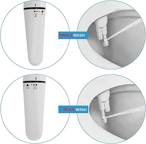 Bidet Insert for Toilet - Ultra Slim Non-Electric Use for Toilet, Double Nozzle Bidet Toilet Attachment, Front and Rear Cleaning, Toilet Attachment, Butt Shower, Taharet (Sliver) - Cheap-Us
