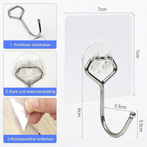 Charfia 8 Stück 15kg (Max) Selbstklebend Haken Extra Stark, Große Klebehaken Transparent Haken Selbstklebend Wandhaken Selbstklebend für Küche Bad Wand & Decke Aufhänger - Cheap-Us