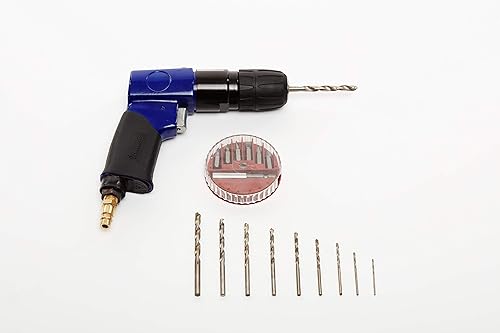 MICHELIN Pneumatischer Bohrersatz - 10 Bohrer-Bits - 6 Schraubendreher-Bits - Selbstspannendes Spannfutter - Ölflasche - Luftverbrauch : 170 l/min - Betriebsdruck : 6 bar - Cheap-Us