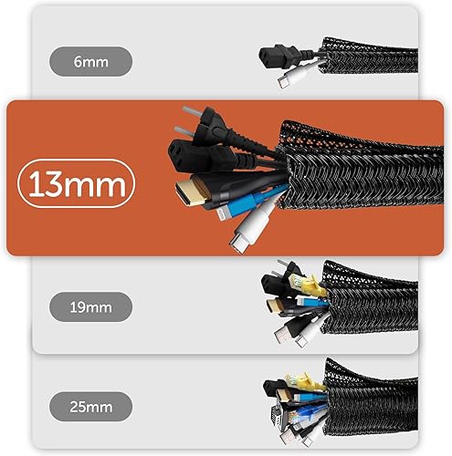 shinfly 13mm-3m Kabelschlauch Selbstschließend Weiß, Kabelmanagement, Flexibler Kabelkanal für TV und Computer, Versteckten Kabelschutz und Kabelverwaltung - Cheap-Us