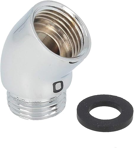 SANTRAS® Premium Winkelstück (schwere Ausführung) 1/2 Zoll zur Verbindung von Duschschlauch und Handbrause im 50 Grad Winkel – Brausekopfhalter aus poliertem Messing Hochglanz verchromt - Cheap-Us