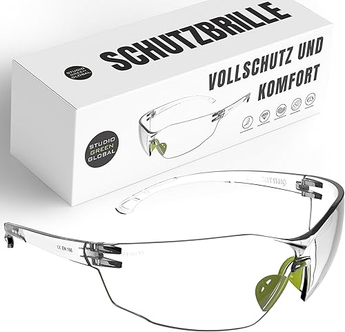 StudioGreenGlobal Schutzbrille - Anti-Fog und kratzfest | Leicht und Komfortabel | Perfekter Schutz für Heimwerker, Gartenarbeit, Auto- und Fahrradwartung, Putzarbeiten - Cheap-Us