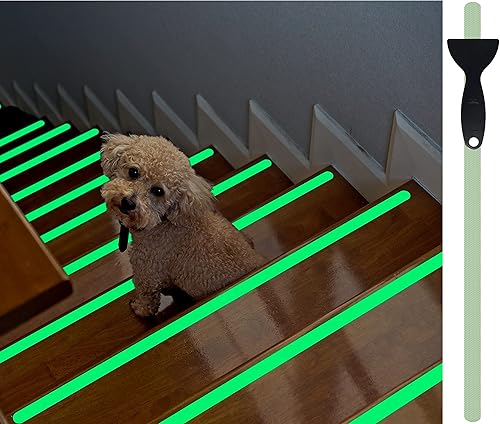 cocofy Fluoreszierende Anti Rutsch Streifen Leuchtend Aufkleber Treppe, nachleuchtendes Klebeband, XXL (75x3 cm), für Treppenstufen innen, Antirutsch Sticker - 18-Pack - Cheap-Us