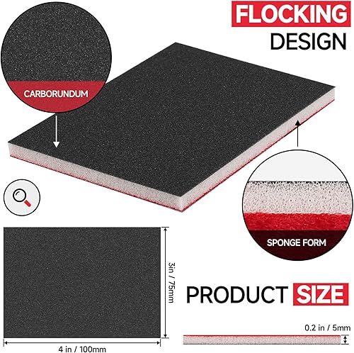 Shineboc Schleifschwämme,20 Stück,Weiches,Flexibles Nass-Trocken-Schleifpapier,180-3000 Körnung Handschleifblöcke,Schleifpads für Holz,Trockenbau,Metall,Farbe, Autokarosseriereparatur - Cheap-Us