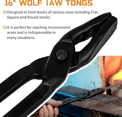 Bonbo Schmiede-Werkzeug-Set mit Wolfsbackenzange, Schmiedezange und Schmiedehammer Metallbearbeitungswerkzeug Schlagwerkzeug 0000811-1000 (40,6 cm) - Cheap-Us