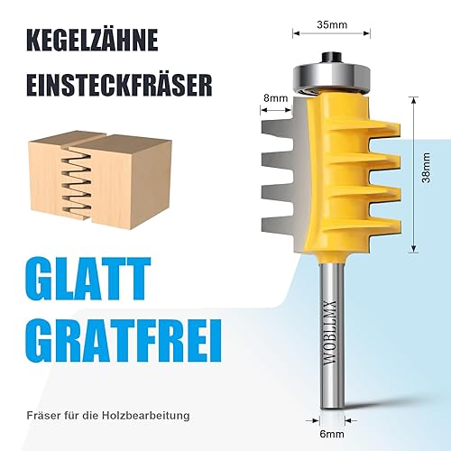 WOBLLMX 2 Stücke Groove und Tongue Zunge und Nut Set,8mm Schaft 3 Zähne Einstellbare T Form Holzbearbeitung Fräser Set,Oberfräser Holzbearbeitung Fräsen Holzschneider Werkzeug - Cheap-Us