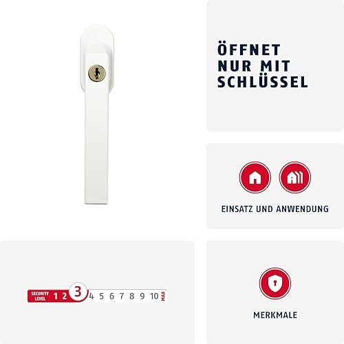 ABUS Abschließbarer Fenstergriff FG210 AB210 - Fensterknauf mit Druckzylinder, gleichschließend - ABUS-Sicherheitslevel 3 - 59486 - Silber - Cheap-Us